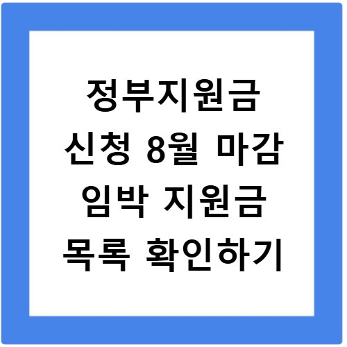 정부지원금 신청 8월 마감 임박 지원금 목록 확인하기