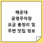 해운대 공영주차장 요금 총정리 및 주변 맛집 정보