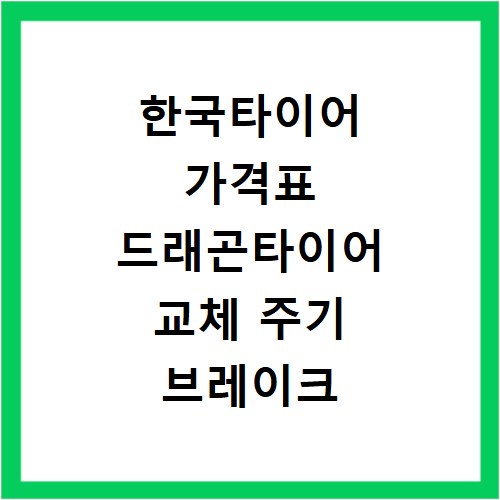 한국타이어 가격표 드래곤타이어 교체 주기 브레이크 오일 확인