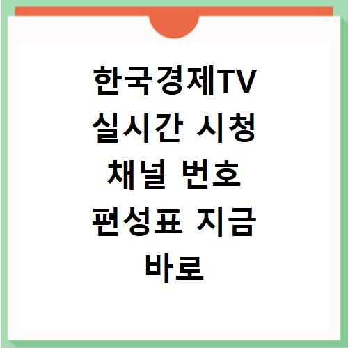 한국경제TV 실시간 시청 채널 번호 편성표 지금 바로 확인하세요