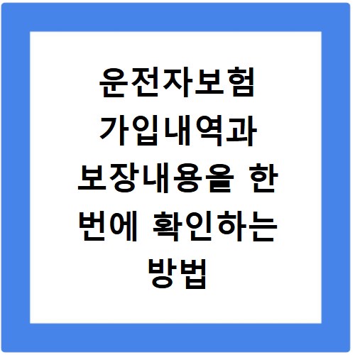 운전자보험 가입내역과 보장내용을 한 번에 확인하는 방법