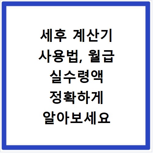 세후 계산기 사용법, 월급 실수령액 정확하게 알아보세요
