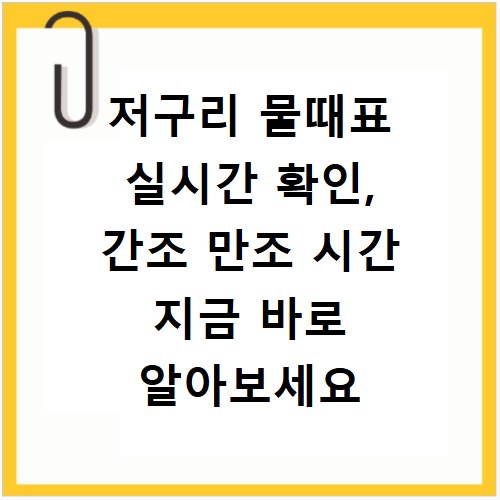 저구리 물때표 실시간 확인, 간조 만조 시간 지금 바로 알아보세요