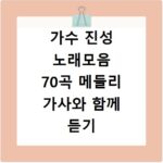 가수 진성 노래모음 70곡 메들리 가사와 함께 듣기