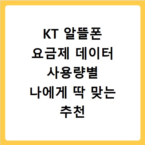 KT 알뜰폰 요금제 데이터 사용량별 나에게 딱 맞는 추천
