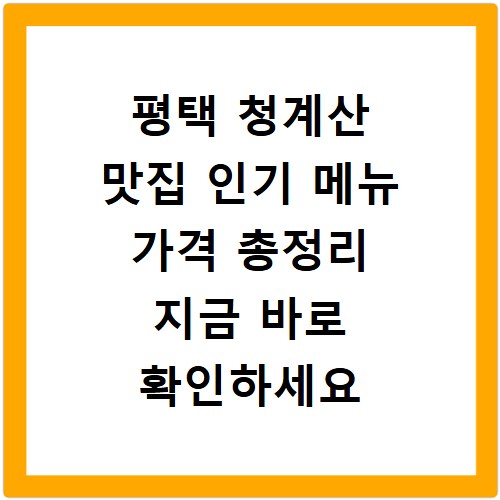 평택 청계산 맛집 인기 메뉴 가격 총정리 지금 바로 확인하세요