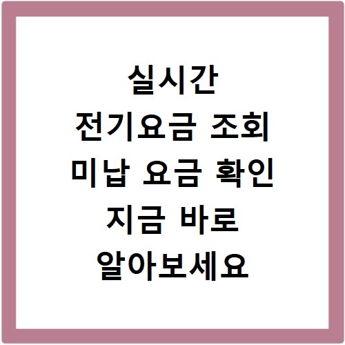 실시간 전기요금 조회 미납 요금 확인 지금 바로 알아보세요