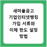 새마을금고 기업인터넷뱅킹 가입 서류와 이체 한도 설정 방법