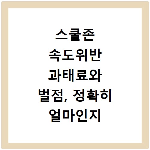 스쿨존 속도위반 과태료와 벌점, 정확히 얼마인지 확인하세요