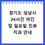 경기도 성남시 24시간 야간 및 일요일 진료 치과 안내