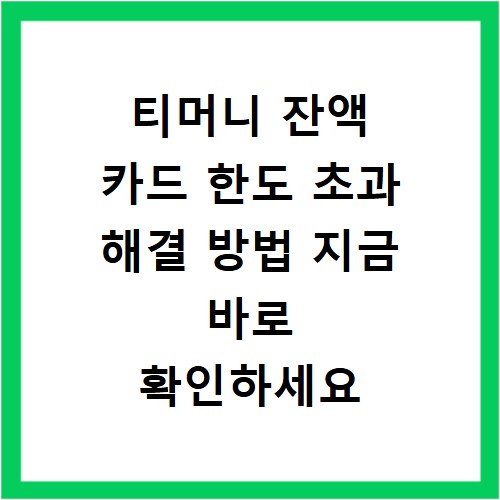 티머니 잔액 카드 한도 초과 해결 방법 지금 바로 확인하세요