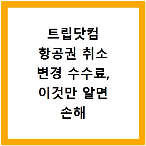 트립닷컴 항공권 취소 변경 수수료, 이것만 알면 손해 안 봐요
