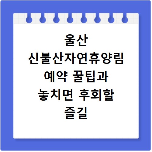 울산 신불산자연휴양림 예약 꿀팁과 놓치면 후회할 즐길 거리