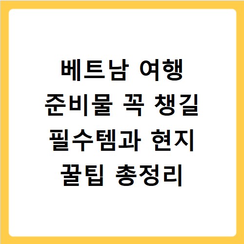 베트남 여행 준비물 꼭 챙길 필수템과 현지 꿀팁 총정리
