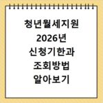 청년월세지원 2026년 신청기한과 조회방법 알아보기
