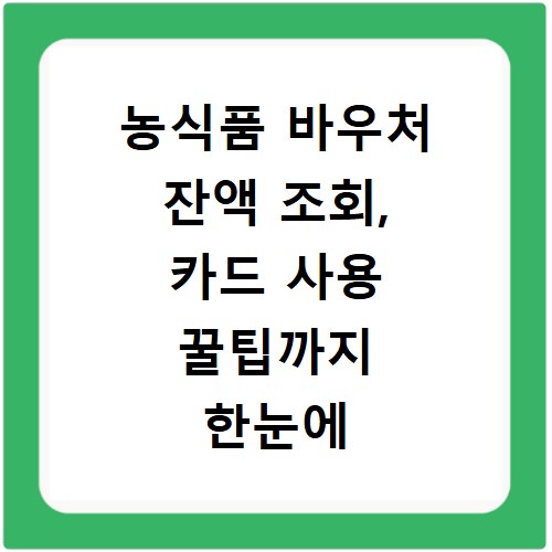 농식품 바우처 잔액 조회, 카드 사용 꿀팁까지 한눈에 확인