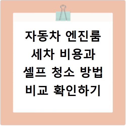 자동차 엔진룸 세차 비용과 셀프 청소 방법 비교 확인하기
