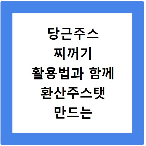 당근주스 찌꺼기 활용법과 함께 환산주스탯 만드는 팁