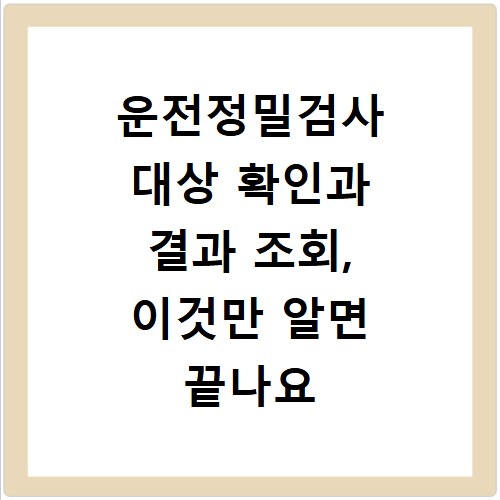 운전정밀검사 대상 확인과 결과 조회, 이것만 알면 끝나요