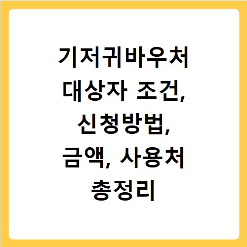 기저귀바우처 대상자 조건, 신청방법, 금액, 사용처 총정리