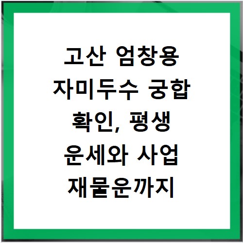 고산 엄창용 자미두수 궁합 확인, 평생 운세와 사업 재물운까지