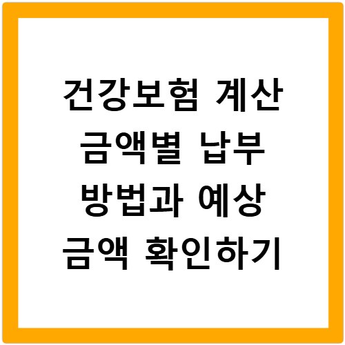 건강보험 계산 금액별 납부 방법과 예상 금액 확인하기
