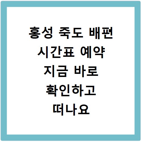 홍성 죽도 배편 시간표 예약 지금 바로 확인하고 떠나요