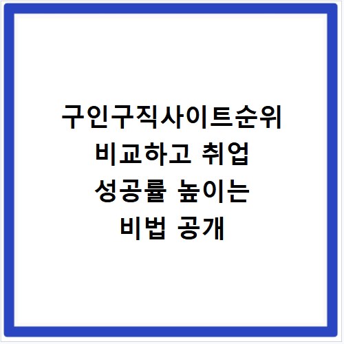 구인구직사이트순위 비교하고 취업 성공률 높이는 비법 공개