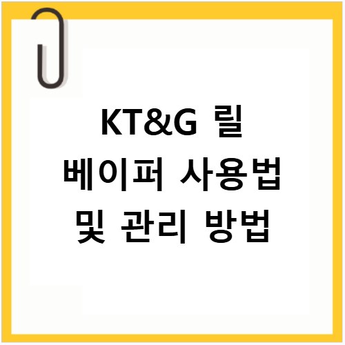 KT&G 릴 베이퍼 사용법 및 관리 방법