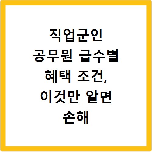 직업군인 공무원 급수별 혜택 조건, 이것만 알면 손해 안 봐요