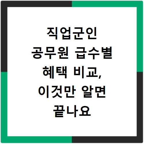 직업군인 공무원 급수별 혜택 비교, 이것만 알면 끝나요