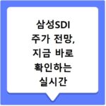 삼성SDI 주가 전망, 지금 바로 확인하는 실시간 시세 방법