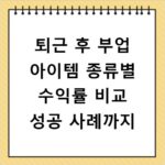 퇴근 후 부업 아이템 종류별 수익률 비교 성공 사례까지