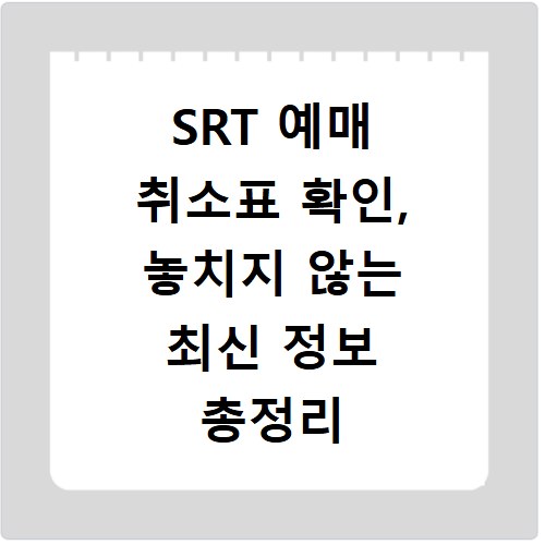 SRT 예매 취소표 확인, 놓치지 않는 최신 정보 총정리