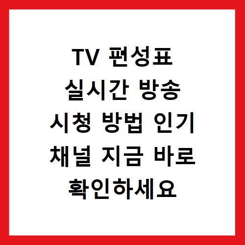 TV 편성표 실시간 방송 시청 방법 인기 채널 지금 바로 확인하세요