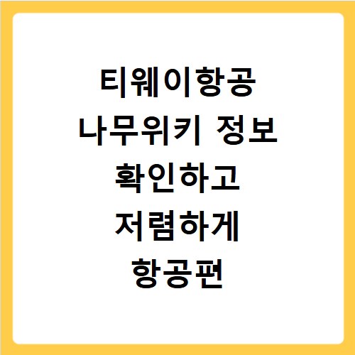 티웨이항공 나무위키 정보 확인하고 저렴하게 항공편 예약하기